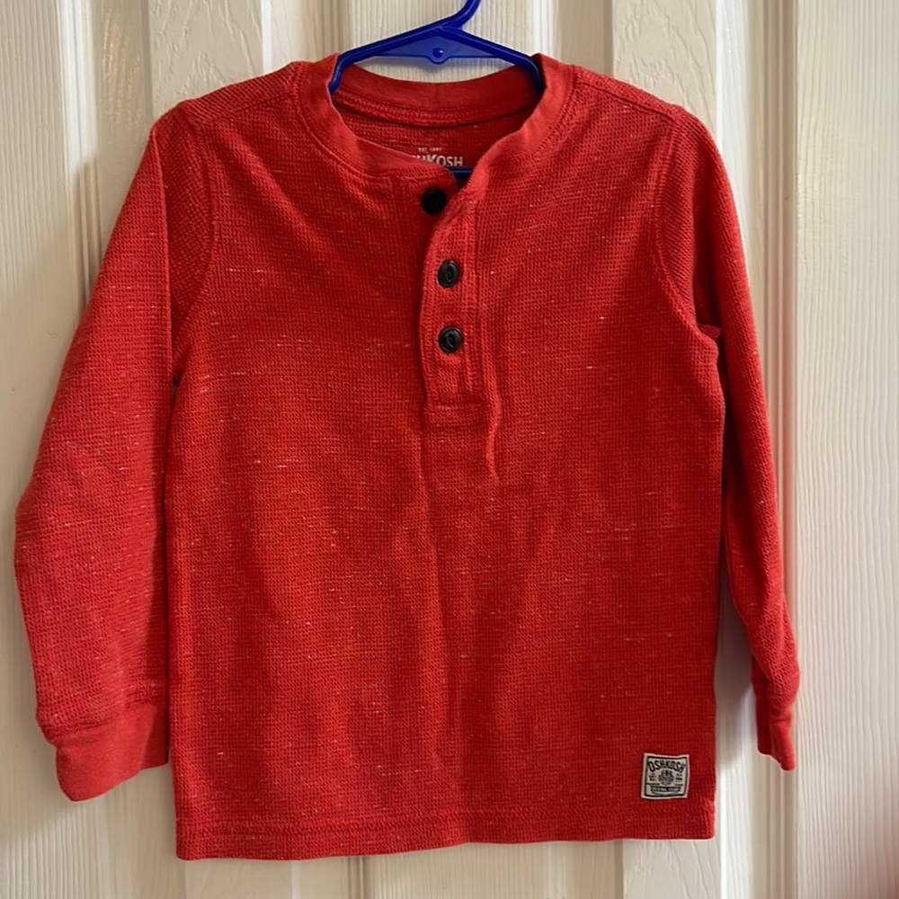 Boys OshKosh B’Gosh Long Sleeve Red Henley 4T